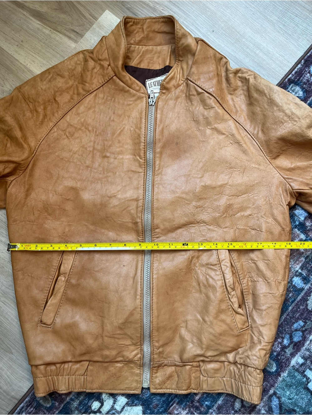 Women’s Vintage Classic Brown Leather Bomber Jacket Size S - Picture 9 of 10